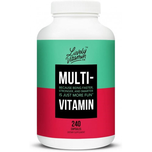 Мультивитамины LIVELY VITAMIN CO. — 37 витаминов, минералов и экстрактов — Энергия — Память — Иммунная функция — Сердце — Мозг — Фокус — Настроение — Антиоксиданты — Молочные продукты без глютена и сои — 240 вегетарианских капсул