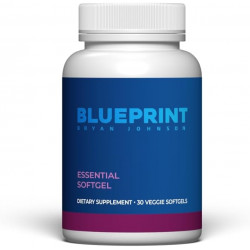 Blueprint Bryan Johnson Essential Softgel Supplement - сприяє зняттю стресу, імунітету, дихальної системи та печінки - містить N-ацетил-L-цистеїн, імбир, куркуміноїди - для веганів, для будь-якого віку (30 порцій)