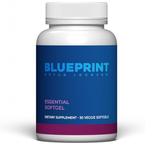 Blueprint Bryan Johnson Essential Softgel Supplement - сприяє зняттю стресу, імунітету, дихальної системи та печінки - містить N-ацетил-L-цистеїн, імбир, куркуміноїди - для веганів, для будь-якого віку (30 порцій)