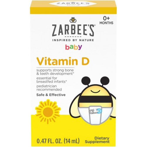 Zarbee's Vitamin D Drops for Infants, 400 МО (10 мкг) рідка добавка для немовлят і малюків, новонароджені та старші, шприц-крапельниця в комплекті, 0,47 рідких унцій