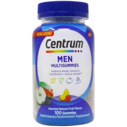 Centrum MultiGummies Gummy Multivitamin для мужчин, мультивитаминная/мультиминеральная добавка с селеном, антиоксидантами и витамином D3, фруктовое ассорти - 100 штук