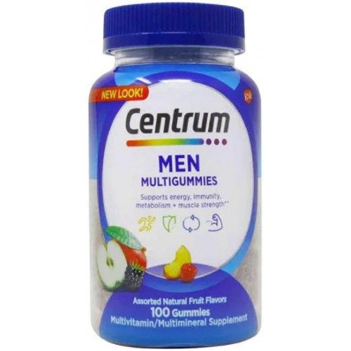 Centrum MultiGummies Gummy Multivitamin для мужчин, мультивитаминная/мультиминеральная добавка с селеном, антиоксидантами и витамином D3, фруктовое ассорти - 100 штук