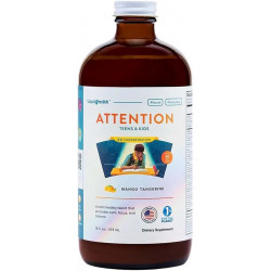 LIQUIDHEALTH Attention Liquid Multivitamin для дітей і підлітків - покращує збереження пам'яті, концентрацію, концентрацію, настрій, розслаблення та заспокоєння - чудовий смак, веганський, без цукру (16 унцій)