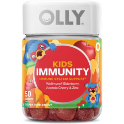 OLLY Kids Immunity Gummy, Immune Support, Wellmune, Elderberry, Vitamin C, Zinc, Chewable Supplement, Cherry - 50 шт.