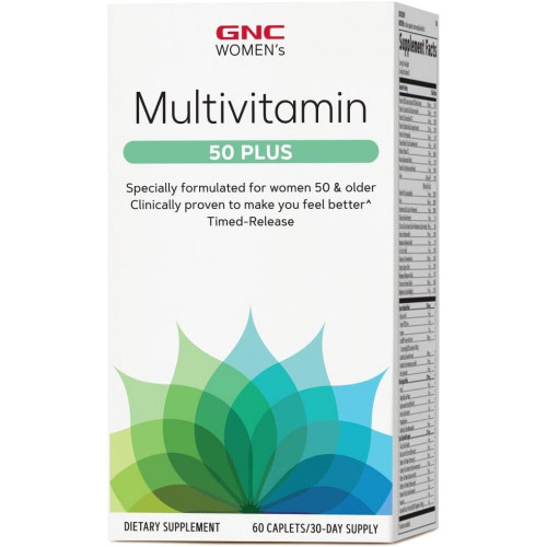 GNC Women's Multivitamin 50 Plus | Підтримує здоров'я кісток, очей, пам'яті, мозку та шкіри завдяки вітаміну D, кальцію та B12 | Допомагає збільшити виробництво енергії | 60 таблеток