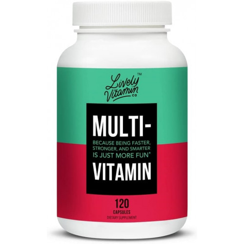 LIVELY VITAMIN CO. Мультивітаміни - 37 вітамінів, мінералів і екстрактів - Енергія - Пам'ять - Імунна функція - Серце- Мозок - Зосередженість - Настрій - Антиоксиданти - Молочні продукти Без сої, глютену - 120 вегетаріанських капсул