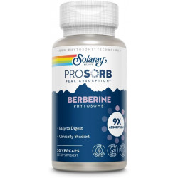 SOLARAY Berberine Phytosome - 9-кратне поглинання та легке засвоювання - Стандартизовано до 30% берберину HCl - Веганський, виготовлений без сої - 60-денна гарантія - 30 порцій, 30 рослинних капсул