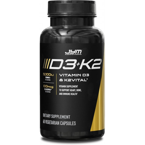 Jym d3 + k2 з 5000iu d3 & 100mcg вітаміну К2 як MK-7, кістка, серцево-судинний + імунний здоров'я для чоловіків і жінок, Softgel