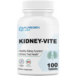 Puregen Labs Kidney-Vite | Premier Kidney, Renal Support | Без ГМО, без глютену, без штучних барвників - 100 вегетаріанських таблеток