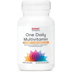 Женские мультивитамины GNC One Daily — Энергия и обмен веществ | Поддерживает повышение энергии, производительности, концентрации, обмена веществ и здоровья сердечно-сосудистой системы | Ежедневная добавка для женщин| 60 капсул