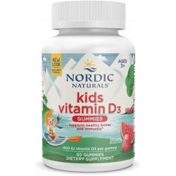 Nordic Naturals Vitamin D3 Gummies Kids, Wild Watermelon Splash - 60 Gummies - 400 IU Вітамін D3 - здоров'я кісток, здоровий імунітет - без ГМО, вегетаріанське - 60 порцій