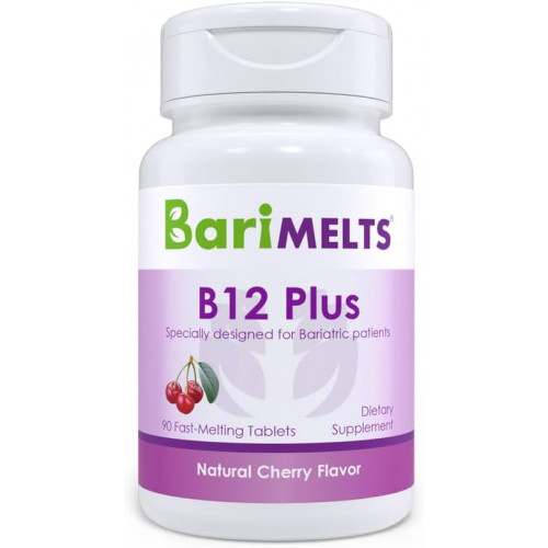 BariMelts Vitamin B12 Plus — запас на 3 месяца (90 быстрорастворимых таблеток) — послеоперационные бариатрические витамины с метилкобаламином B12, витамином B6, метилированным фолатом и биотином