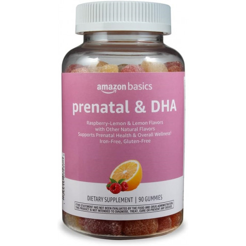 Amazon Basics Prenatal & DHA Gummy, со вкусом малины и лимона, 90 штук (ранее Solimo)