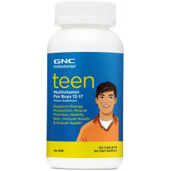 GNC milestones Teen Multivitamin for Boys 12-17, підтримує енергію, м’язи, імунітет шкіри, 60 порцій, капсула