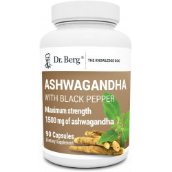 Капсули Dr. Berg Ashwagandha 1500 мг - Включає органічний корінь ашвагандхи з чорним перцем від Bioperine - Добавки ашвагандхи 90 капсул