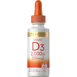 Carlyle Liquid Vitamin D3 | 2000 МО | 2 унції | Вегетаріанська формула без ГМО та глютену | 50 мкг | Вітамін D рідкі краплі для дорослих