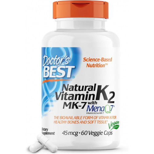 Doctor's Best Natural Vitamin K2 MK-7 with MenaQ7 White No Flavor, 60 штук