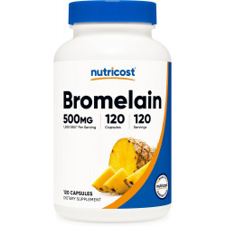 Nutricost Bromelain 500 мг, 120 вегетаріанських капсул - Бромелайн (1200 GDU), без ГМО, без глютену