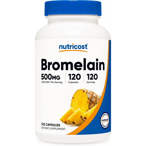 Nutricost Bromelain 500 мг, 120 вегетаріанських капсул - Бромелайн (1200 GDU), без ГМО, без глютену