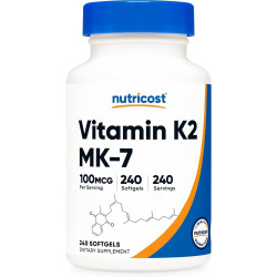 Nutricost Vitamin K2 MK-7 100 мкг, 240 м'яких капсул - без глютену та без ГМО MK7