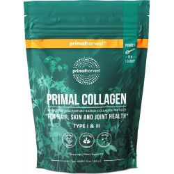 Primal Harvest Collagen Powder для жінок і чоловіків Primal Collagen Peptides Powder Type I & III, 10 Oz Collagen Protein Powder for Hair, Skin, Nails (Single, Unflavored)