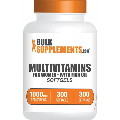 BulkSupplements.com Мультивитамины для женщин в мягких капсулах — женские мультивитамины с железом, мультиминеральная добавка и рыбий жир — без глютена, 1 мягкая таблетка на порцию, 300 штук (1 упаковка)