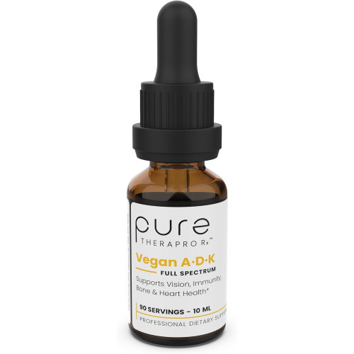 Показано переклад для запиту Pure TheraPro Rx Vegan A-D-K Drops - 3 Month Supply - Vitamin A (Palmitate and Beta Carotene), Liposomal Vitamin D3 (Pureshine), Liposomal Vitamin K2 (MK-4 & MK-7) Supports Immunity & Bone Health - 10 mL