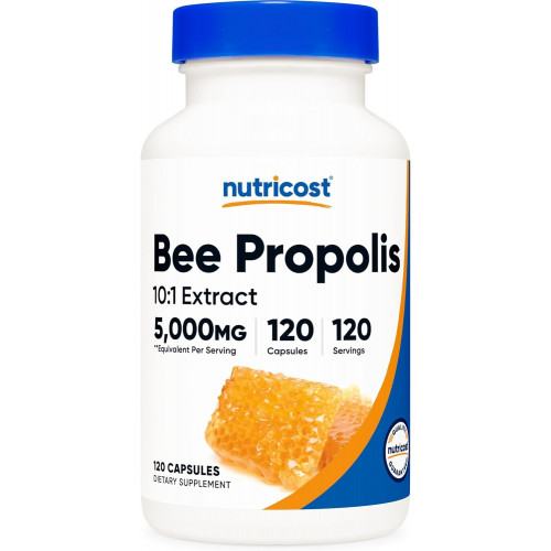 Nutricost Bee Propolis 10:1 Extract эквивалент 5000 мг, 120 капсул — без глютена, без ГМО, вегетарианская пищевая добавка, из 500 мг экстракта 10:1