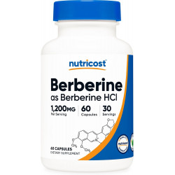 Nutricost Berberine HCl 600 мг, 60 вегетаріанських капсул - без глютену та без ГМО