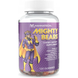 Mannatech Mighty Bears Gummy Bears, 120 жевательных конфет, MannaBears, питательные и полезные конфеты для детей и взрослых, жевательные конфеты с качественным источником гликанов из порошка Manapol, эксклюзивный экстракт алоэ вера