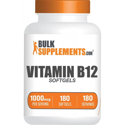 BulkSupplements.com капсули з вітаміном B12 1000 мкг - ціанокобаламін, добавки з вітаміном B, таблетки B12 - без глютену, 1 капсула з вітаміном B12 на порцію, 180-денний запас, 180 капсул