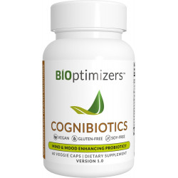 BiOptimizers Cognibiotics Probiotic Brain Supplement - Допомагає підтримувати настрій, кращу концентрацію, пам'ять, розумову ясність - 60 капсул