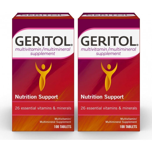 Таблетки Geritol Multi-Vitamin Nutrition Support, баланс 26 основных витаминов и минералов, 100 штук (упаковка из 1 шт.)