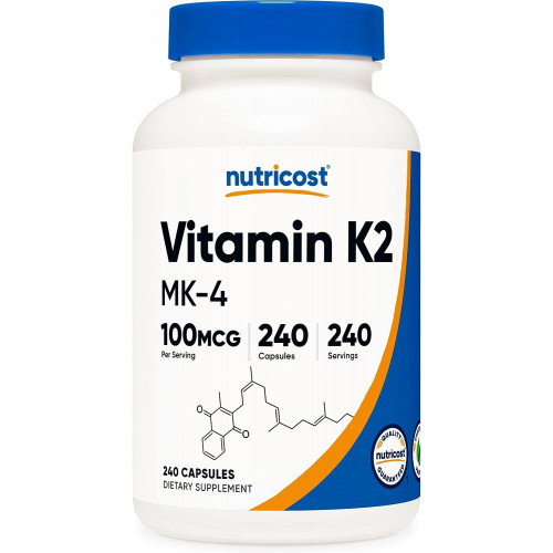 Nutricost Vitamin K2 (MK4) 240 капсули (100 мкг) - без глютену та не ГМО