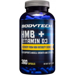 BODYTECH HMB + Вітамін D3 - Підтримує ріст м'язів і силу (360 рослинних капсул)