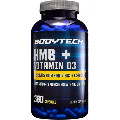 BODYTECH HMB + Вітамін D3 - Підтримує ріст м'язів і силу (360 рослинних капсул)