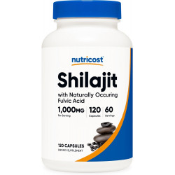 Капсули Nutricost Shilajit (1000 мг Шилайт на порцію), 120 капсули | Екстракт Shilajit з природною фулвіковою кислотою - 60 порцій, без глютену, не ГМО, веганською дієтичною добавкою