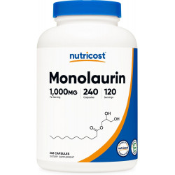 Nutricost Monolaurin 1000 мг (120 порцій, 240 капсул) - без глютену, без ГМО, для веганів