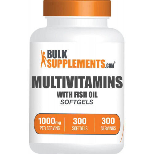 BulkSupplements.com Мультивитаминные мягкие таблетки — мультивитамины для ежедневного использования, мультиминеральная добавка, мультивитамины для взрослых с рыбьим жиром — без глютена, 1 мягкая таблетка на порцию, 300 штук (в упаковке 1 шт.)