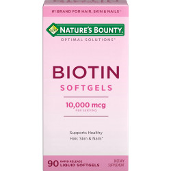 Nature's Bounty Optimal Solutions Біотин 10 000 мкг 90 рідких м'яких капсул зі швидким вивільненням