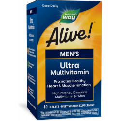 Возможно, вы имели в виду: Nature's Way Alive! Men's Daily Ultra Multivitamin, High Potency Formula, Promotes Healthy Heart & Muscle Function*, with Methylated B12, Gluten Free, 60 Tablets (Packaging May Vary)