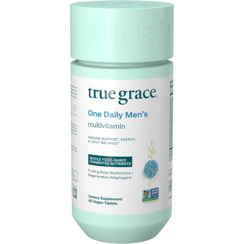 Возможно, вы имели в виду: True Grace One Daily Men’s Multivitamin Fermented Minerals, Organic Adaptogens and Mushrooms Whole Body Balance Immune, Endurance, Bone & Heart Support - Non-GMO, Gluten Free - 60 Vegan Tablets