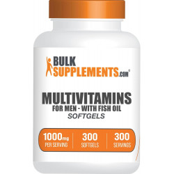 BulkSupplements.com Multivitamin for Men Softgels - Щоденна полівітамінна мультимінеральна добавка з риб'ячим жиром - без глютену, 1 чоловіча мультивітамінна капсула на порцію, 300 штук (1 упаковка)