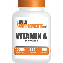 BulkSupplements.com Вітамін А 10000 МО м’яких капсул – ретинілпальмітат вітаміну А, таблетки вітаміну А – добавка вітаміну А, добавки для очей – без глютену, 1 м’яка капсула на порцію, 365 м’яких капсул