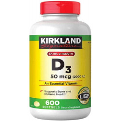 Kirkland Signature Extra Strength D3 50 мкг, 600 мягких таблеток