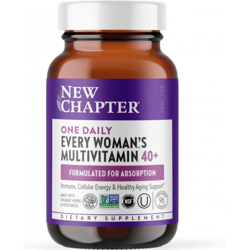 New Chapter Women's Multivitamin 40 Plus для енергії, здорового старіння + підтримки імунітету з 20+ поживними речовинами — кожна жінка щодня 40+, ніжно для шлунка, 96 шт.