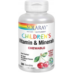 SOLARAY Childrens Vitamins & Minerals Complete Multivitamin for Kids Чудовий смак чорної вишні (076280047974) (120 жувальних таблеток, 60 порцій)