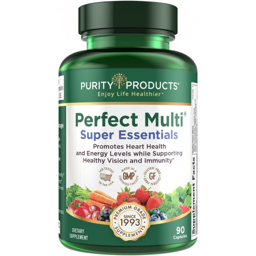 Purity Products Perfect Multi Super Essentials — мультивитамины + фрукты и овощи + способствует здоровому дневному и ночному зрению благодаря лютеину, зеаксантину и экстракту черной смородины — 90 капсул