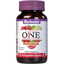 BlueBonnet Nutrition Ladies One Vegetable Capsule, Whole Food Multiple, K2, Organic Vegetable, Energy, Vitality, Non-GMO, Без глютену, без сої, без молока, кошерна, 60 овочевих капсул, запас на 2 місяці