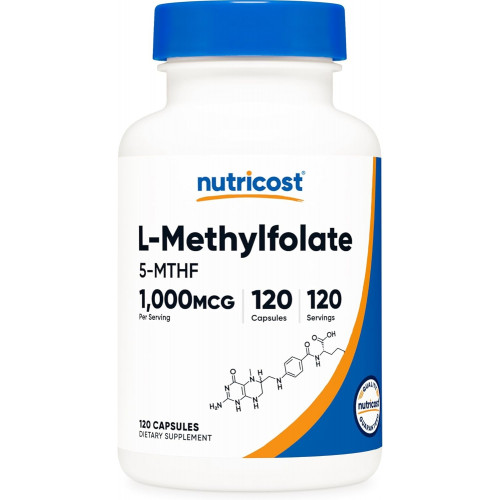 Nutricost Methyl Folate 1000 мкг, 120 вегетаріанських капсул - без глютену, без ГМО